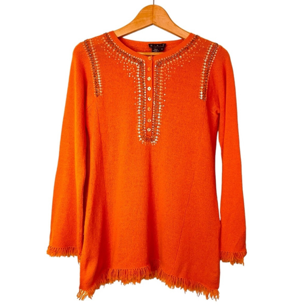 M.A.G by Magaschoni 100% Cashmere Long Sleeve Tunic Style Sweater Women's S